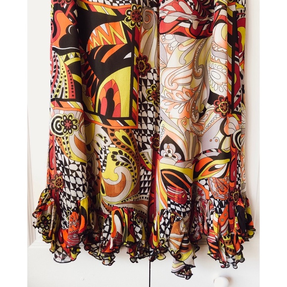 Adele Fado multicolor ruffle pattern dress small - Picture 4 of 8